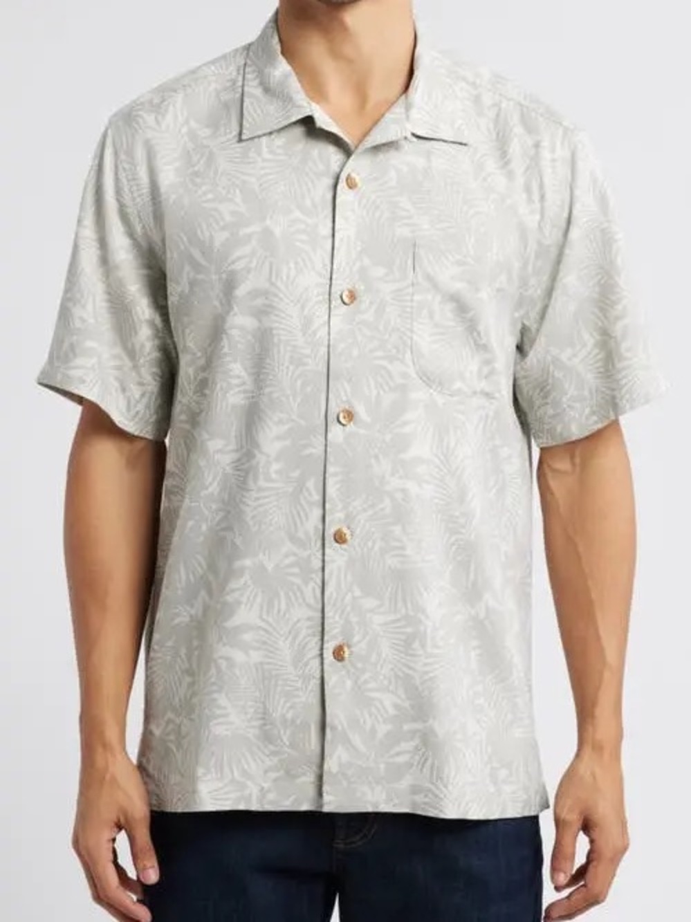 NEW Tommy Bahama Palm Haven Silk Camp Shirt Men's XXXL Old Stone Tropical Casual